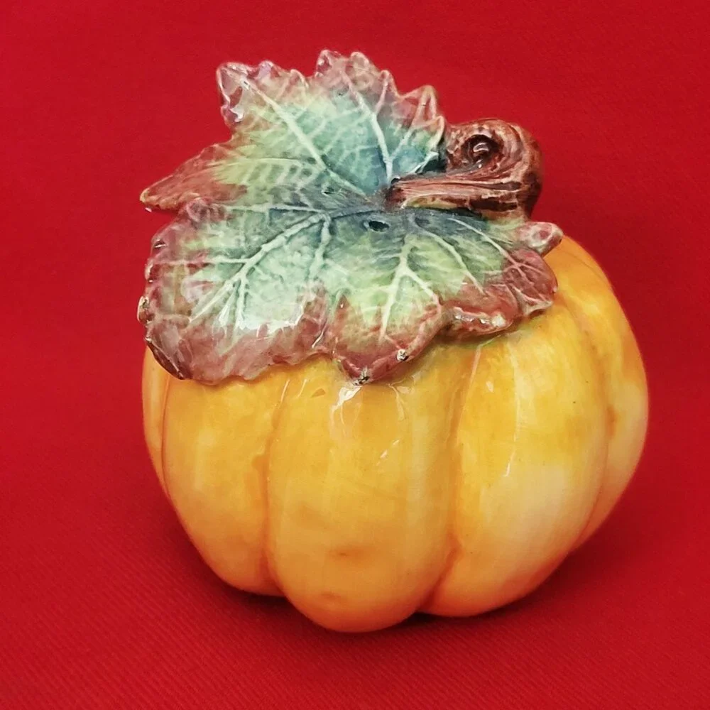 Pumpkin Salt or Pepper Shaker Hand Painted Ceramic